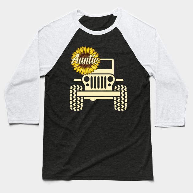 Jeep Sunflower Jeep Auntie Jeep Women Baseball T-Shirt by Jane Sky